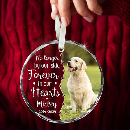 Personalized Memorial Pet Glass Ornament - Custom Photo, Name & Dates - Forever in Our Hearts Valentine's Day Tribute for Your Dogs- Valentine's Gift for Dog Loves