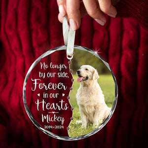 Personalized Memorial Pet Glass Ornament - Custom Photo, Name & Dates - Forever in Our Hearts Valentine's Day Tribute for Your Dogs- Valentine's Gift for Dog Loves