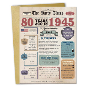 80th Birthday Card Gifts for Men Women, Retro Gifts for 80 Year Old Man Woman, 80th Birthday Decorations for Grandpa Grandma