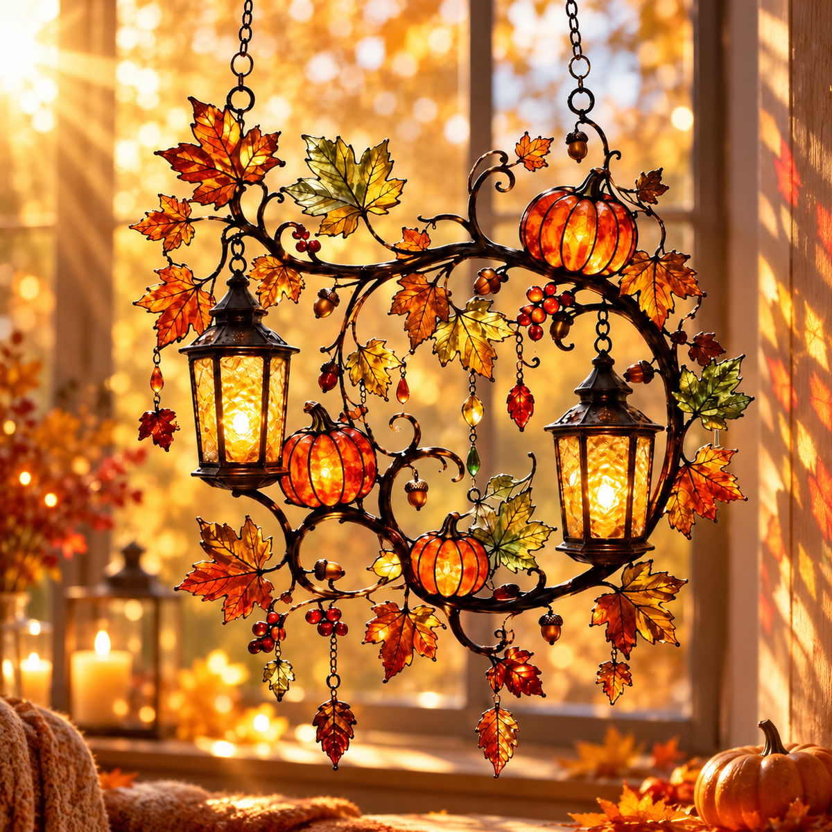 Fall pumpkin window hanging, autumn suncatcher with glowing lanterns, colorful maple leaves and acorns 81ee61db-fcc0-4958-bd66-4b4a9f4fbe44-359137a7-f9f7-467c-aa92-f851384a7579.png