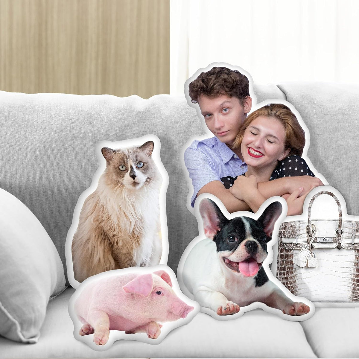 Custom Pillows with Picture, Customized Pet Pillow Personalized Photo, Custom Pet Memorial Gifts for Dogs Cats, Personalized Funny Pillow - Shaped Pillow, Customizable Cat Dog Pillow Pet