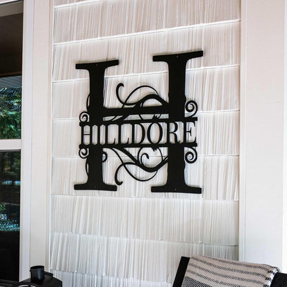 Custom Metal Name Sign | Metal Wall Art | Split Letter Monogram Wall Decor | Personalized Wedding Gift | Outdoor Sign