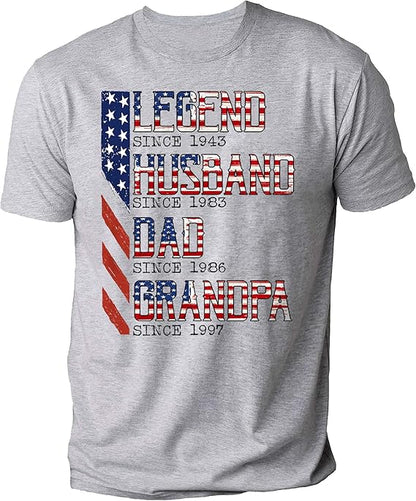 Lengend Since Personalized Grandpa Shirts, Dad 4th of July Shirt, American Flag Tee for Men, USA T-Shirt, Gift for Independence Day