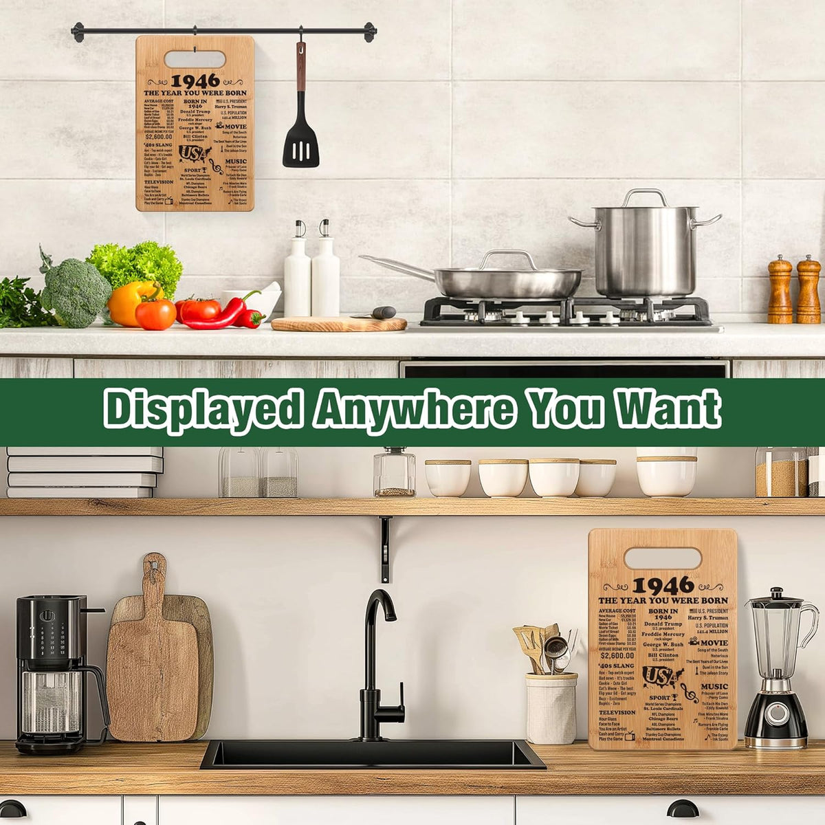 50th Birthday Gifts for Women Men, 1976 Birthday Gifts for Her Him, 50 Years Old Gifts, 50th Birthday Gift Ideas, 50th Birthday Decorations for Women Men, Back in 1976 Cutting Board Gifts