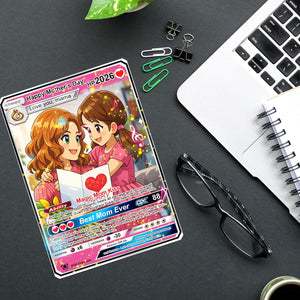 Custom Poke Cards for Mommy | Birthday Card for Mom from Daughter | Custom Trading Cards Personalized Gift | Cute Anime Style Special Keepsake for Mother | Gifts to My Mega Mom
