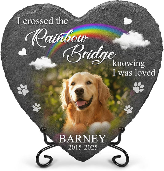 Custom Dog Memorial Stones Personalized Dog Gifts | Pet Memory Thoughtful Gifts for 4-Legged Companion Passed Away | Pet Stones Memorial Dogs with Photo | Best Remembrance Gift for Pets Loss