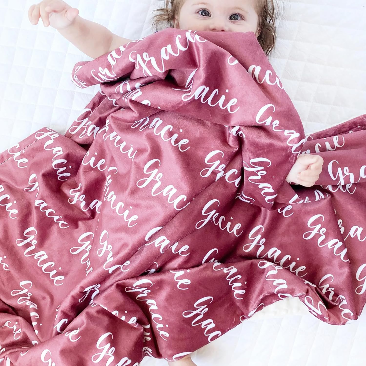 Personalized Baby Blanket with Name Custom Blanket with Letter Words Soft Plush Flannel Throw Blanket for Baby Kids Adults Friends Families