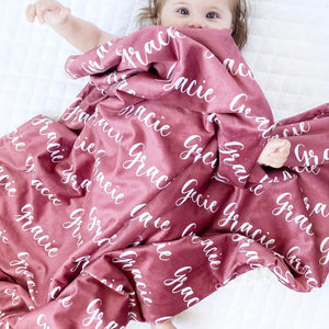 Personalized Baby Blanket with Name Custom Blanket with Letter Words Soft Plush Flannel Throw Blanket for Baby Kids Adults Friends Families