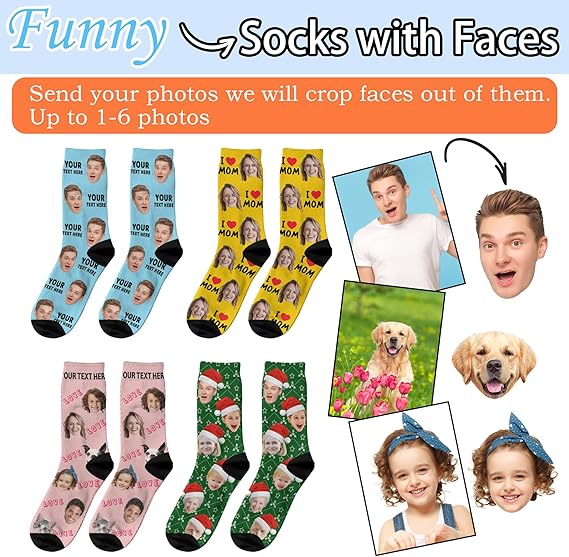 Custom Face Socks, Personalized Socks with Photo Custom Socks with Faces Christmas Socks Christmas Gift For Family