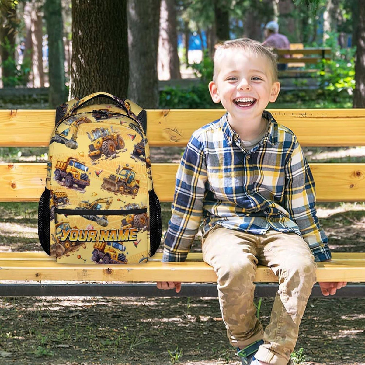 Backpack for Boys - Personalized Construction Backpacks with Name for Boys - Custom Toddler Bookbag Gifts for Son - Truck School Bag for Kindergarten/Preschool/Elementary