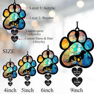 Personalized Dog Memorial Suncatcher, Custom Pet Memorial Gift for Loss of Dog, Stained Glass Acrylic Sympathy, Hanging Garden Decor with Paw