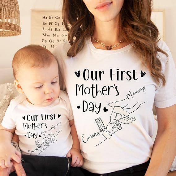 First Mothers Day Together Personalized Our First Mothers Day Matching Shirts, Custom Mom & Baby Matching Outfit, First Mothers Day Outfits