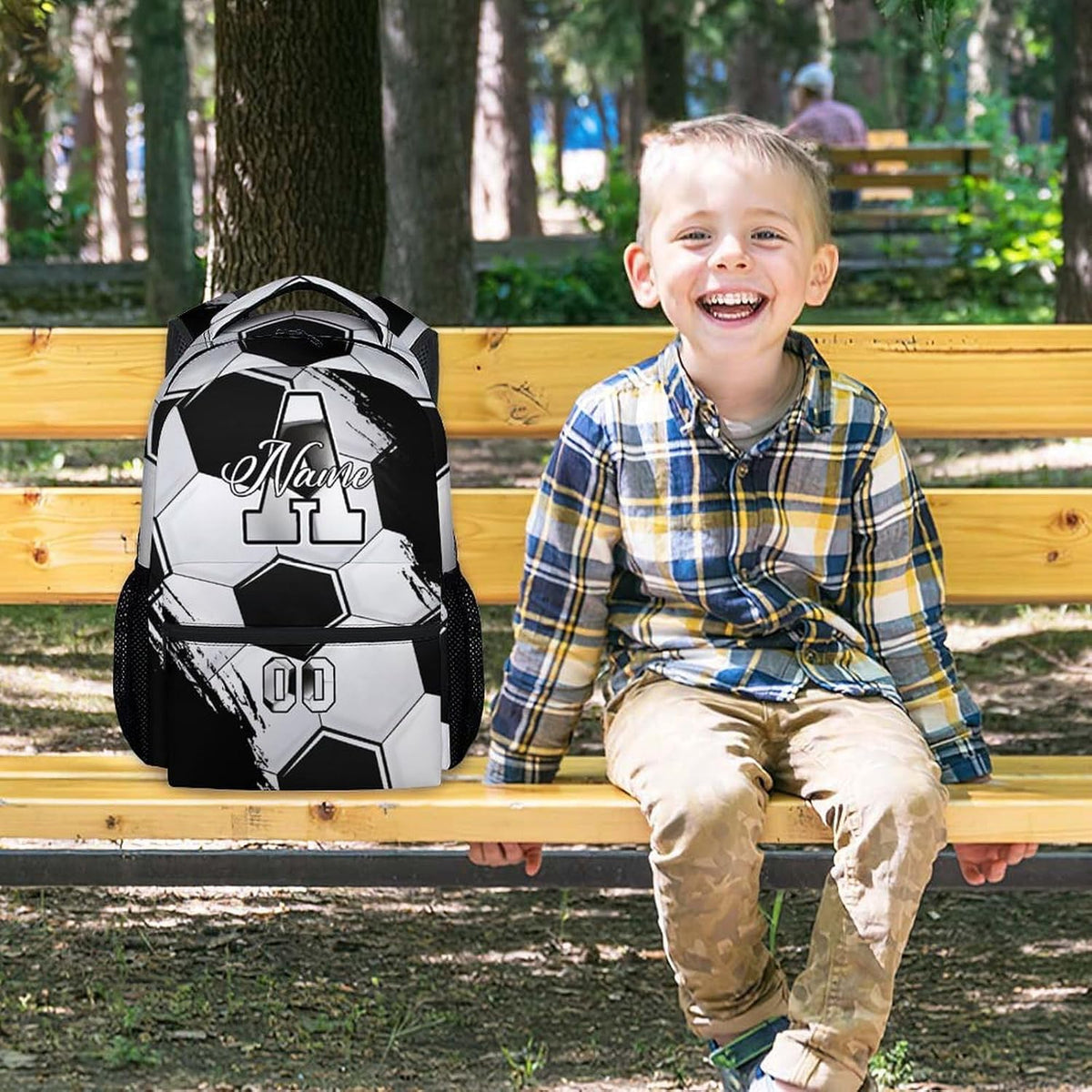 Backpack for Boys - Custom Name Kids Monogram Soccer Backpacks for Youth Soccer Player/School/Primary with Adjustable Straps
