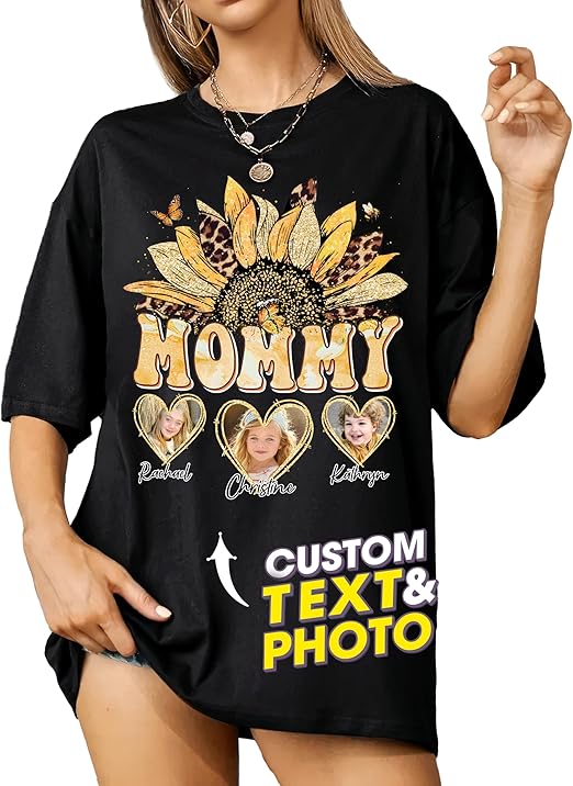 Floral custom kid grandkid n m Custom T Shirts for Mom Mama Grandma Shirt with Photos Vintage Tee Custom Funny Shirt for Mom mother's day gift