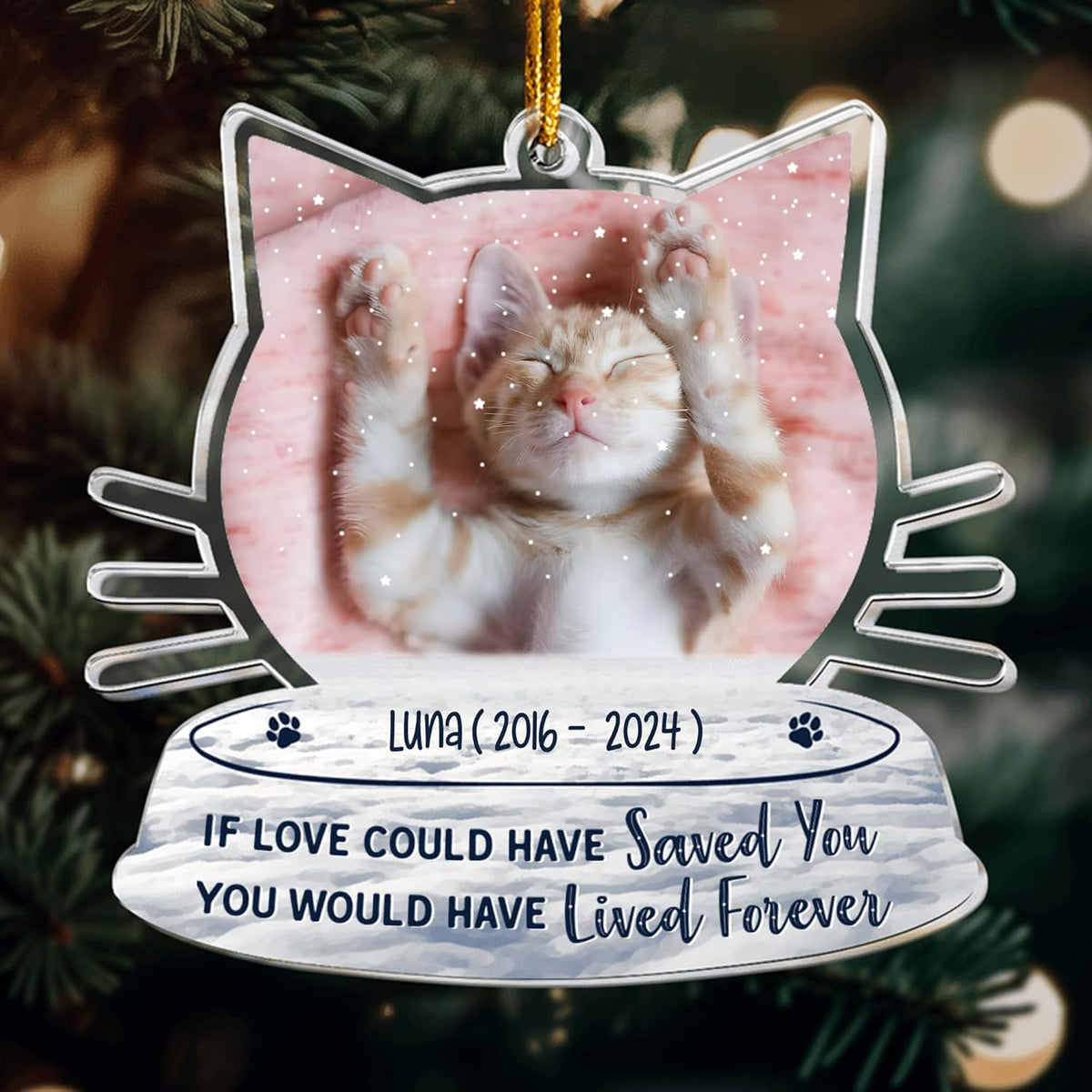 Acrylic Ornament, Forever in My Heart - Personalized Pet Memorial Photo Ornament, Custom Pet Memorial Keepsake, Perfect Christmas Memorial Gift for Pet Lovers, Dog Mom, Cat Mom (Loss of Cat)