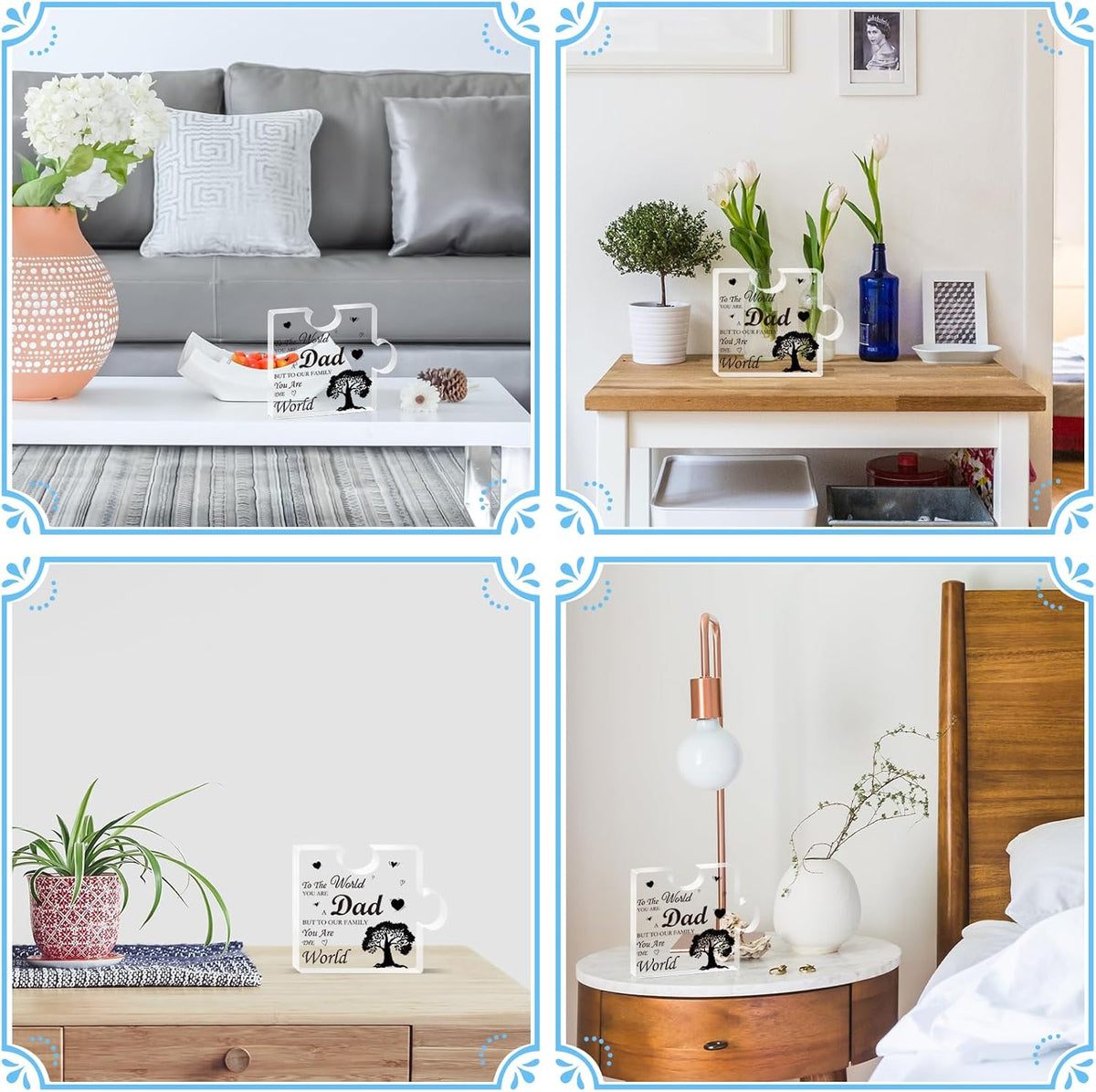 Dad Gift from Daughter Son, Acrylic Plaque Gift for Dad, Dad Plaque Gift Puzzle Shaped, Dad Birthday Present, Dad Presents for Fathers Day Christmas Daddy Gift Dad Thank You Gift