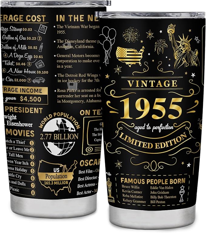 80th Birthday Gifts for Women Men, 1945 Birthday Tumbler 20oz, 80 Year Old Birthday Gifts for Women Men, Best Gifts for 80 Year Old Women Men, 1945 Birthday Stainless Steel Tumbler 20oz