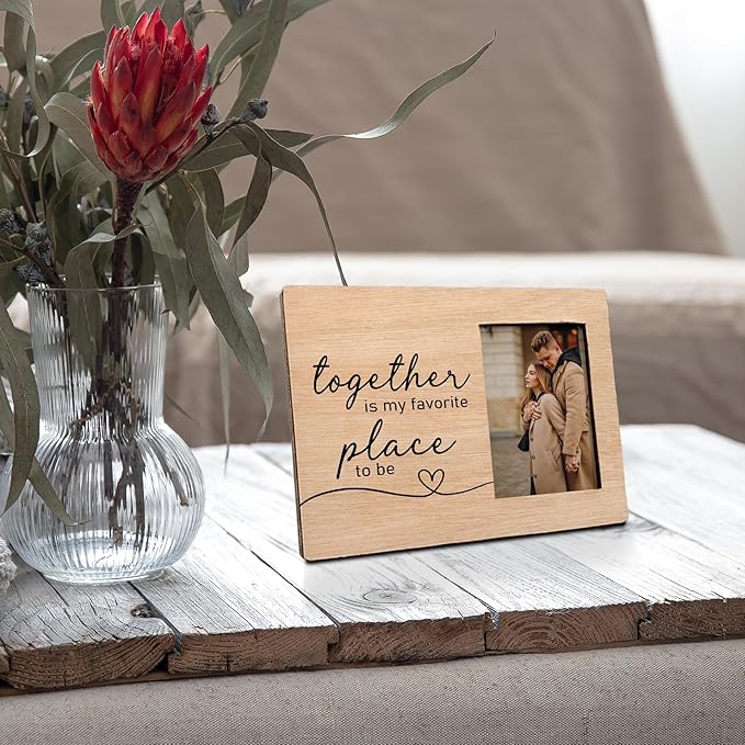 Engagement Picture Frame, Wedding Picture Frame, Engagement Gifts for Couple, Engagement Gifts for Newly, Wedding Gifts for Him Her, Black Together is My Favorite Place Photo Frame