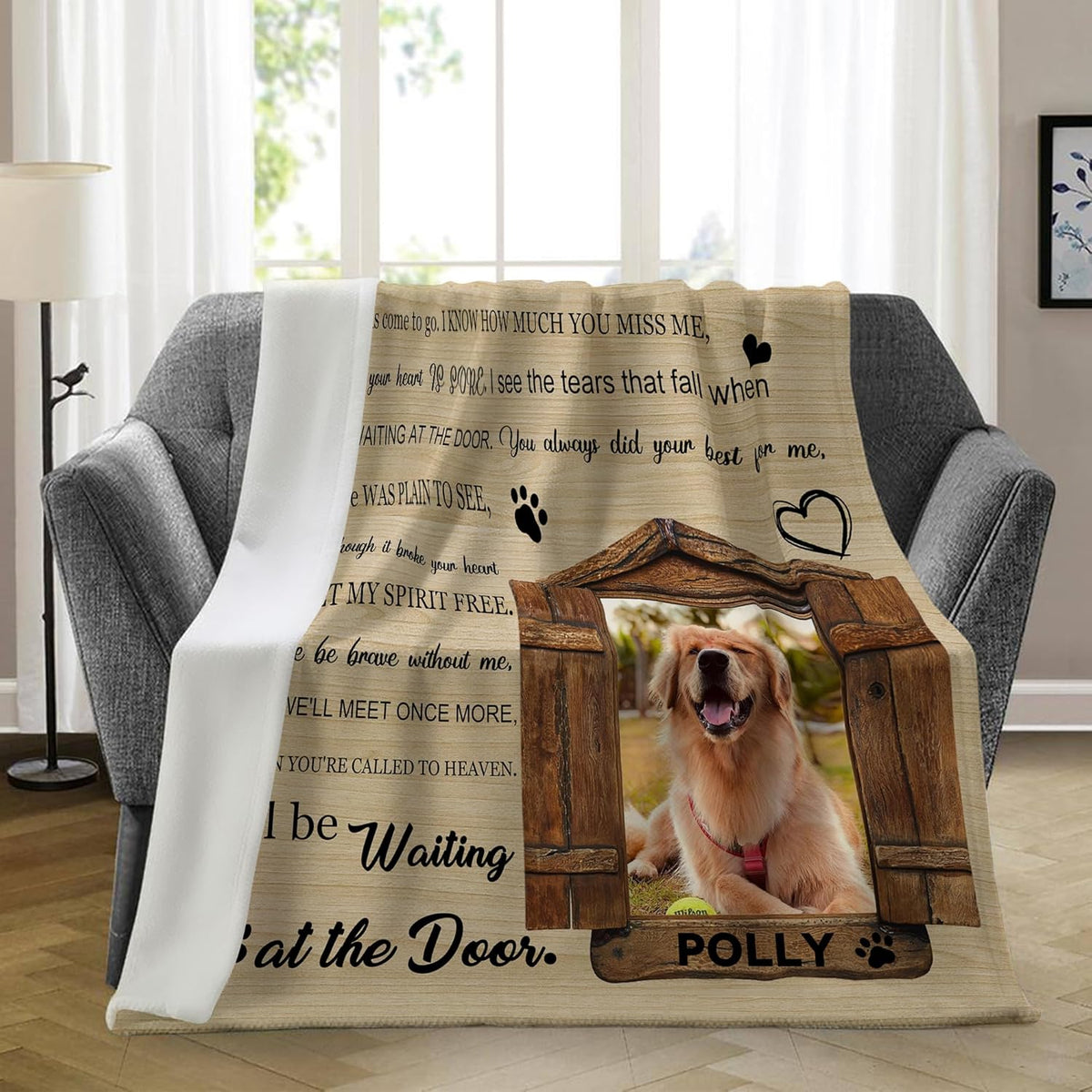 Customized Pet Memorial Gifts, Custom Dog Blanket with Picture Name, Personalized Pet Memorial Photo Blanket, Loss of Pet Sympathy Gift, Dog Passing Away Bereavement Gifts