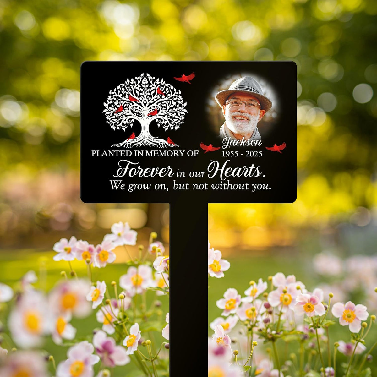 Personalized Memorial Garden Stake - Planted in Memory of Sympathy Gift for Loss of Loved One - Custom Outdoor Plaque with Photo, Name & Dates - Remembrance Garden & Grave Marker