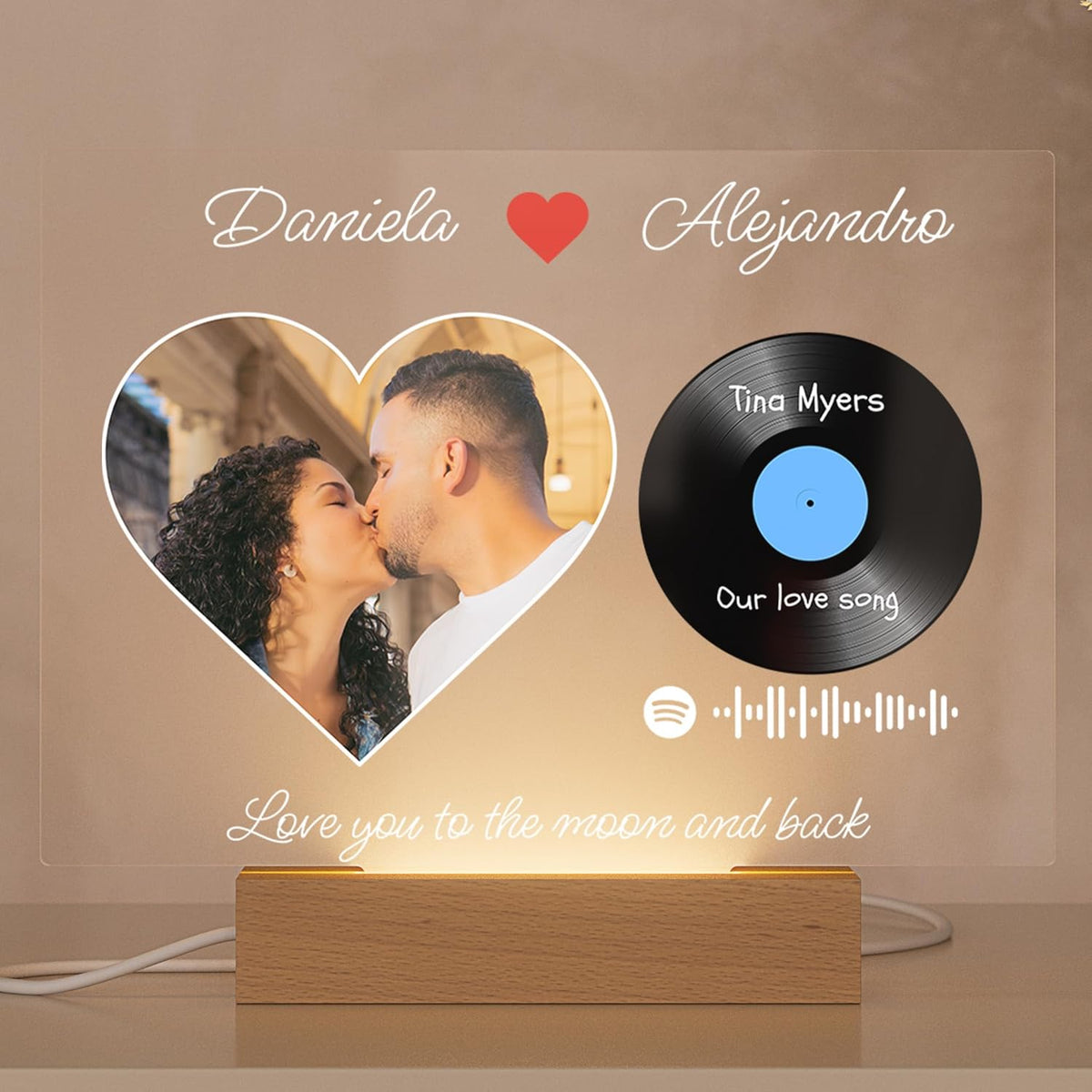 Personalized Our Love Song Acrylic Plaque with Custom Photo & Vinyl Record Design | Romantic Couple Gift with Names, Song & Artist | Wedding, Anniversary or Valentine s Day Keepsake | Love You to th
