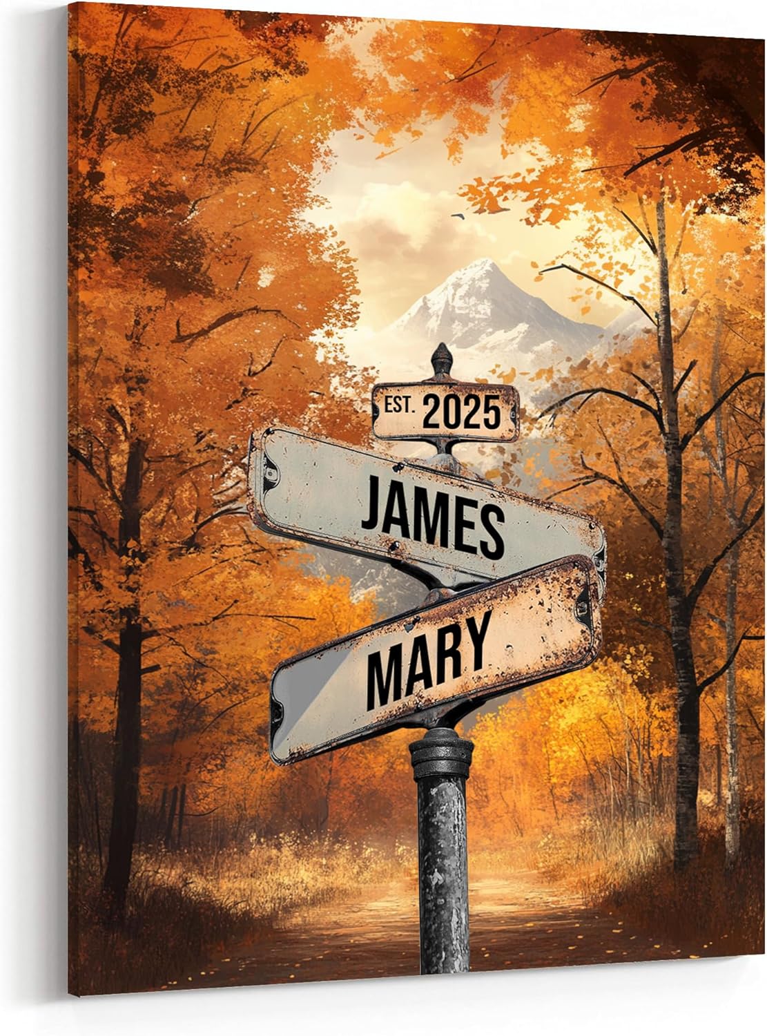 Personalized Crossroads Street Sign Wall Art for Couples, Anniversary Canvas for Couple, Gift for Valentines Day, Girlfriend Boyfriends Gifts, Custom Poster for Wife and Husband