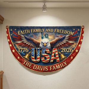 Personalized 250th Anniversary Flag Bunting, America's 250th Anniversary Double-Sided Outdoor Banner, Patriotic Yard & House Decoration for 4th of July, Independence Day