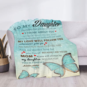 Daughter Blanket to My Daughter Letter from Mom Gifts Letter Printed Throw Fleece Flannel Blankets Birthday Gifts for Daughter Adult Mother Daughter Gift from Mom