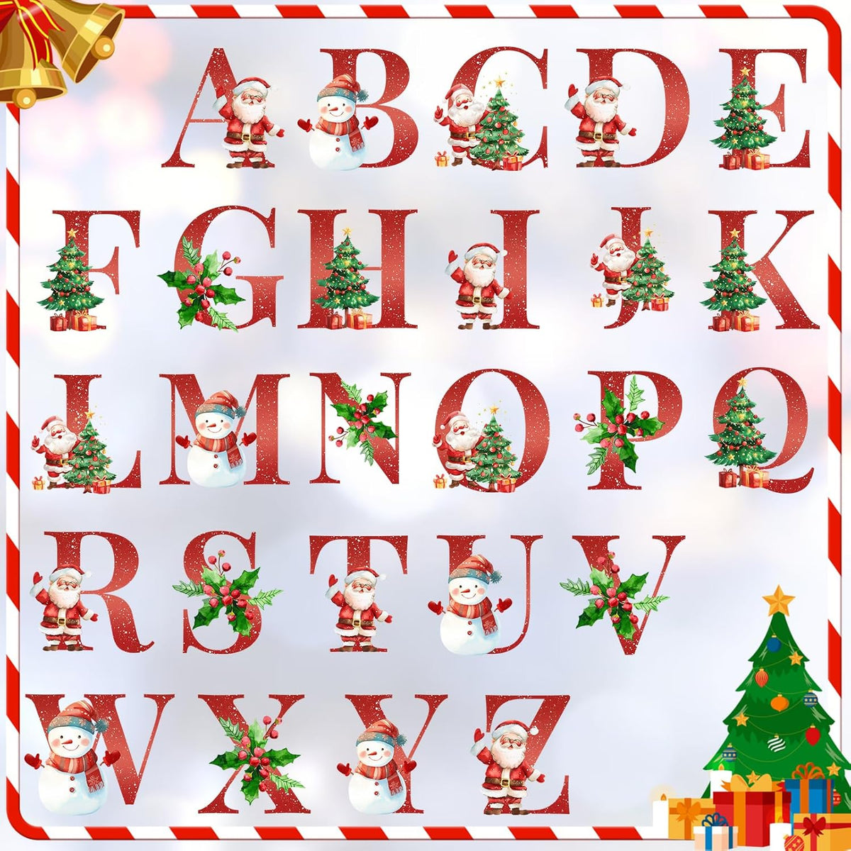 Personalized Santa Sack with Initial & Name, Custom Monogram Alphabet Large Christmas Gift Bag Pouch Customized Christmas Eve Box Sack Bags for Holiday Presents Storage