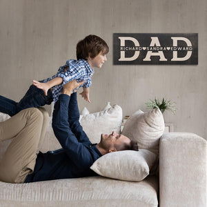 Fathers Day 2025 Gift, Dad Sign with Kids Names - Personalized Woodsign Gift for Dad from Daughter, Son