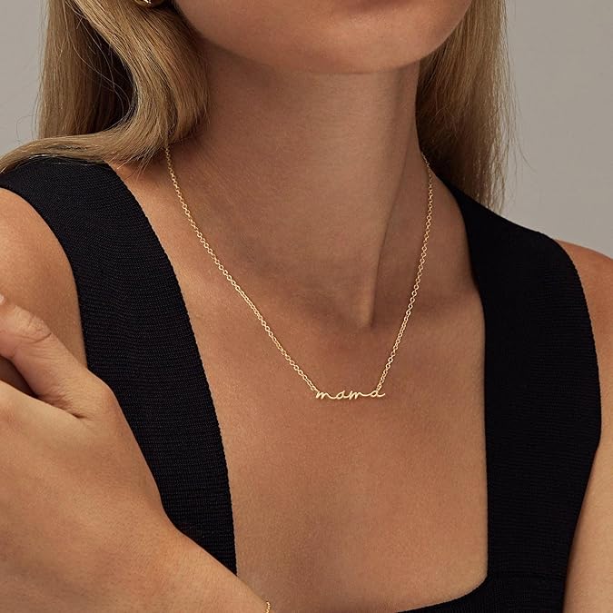 Mama Pendant Necklaces for Women - Dainty Small 18K Gold Plated Mom Necklace Non Tarnish Gift for Mom,New Mom Trendy