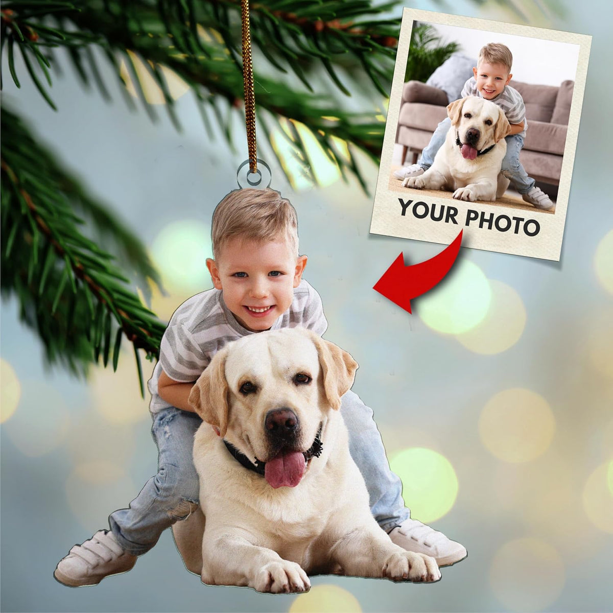 Personalized Photo Ornament, Custom Christmas Ornaments, Double-Sided Print, 2D Acrylic Christmas Gift For Family Bestie Friend Sister