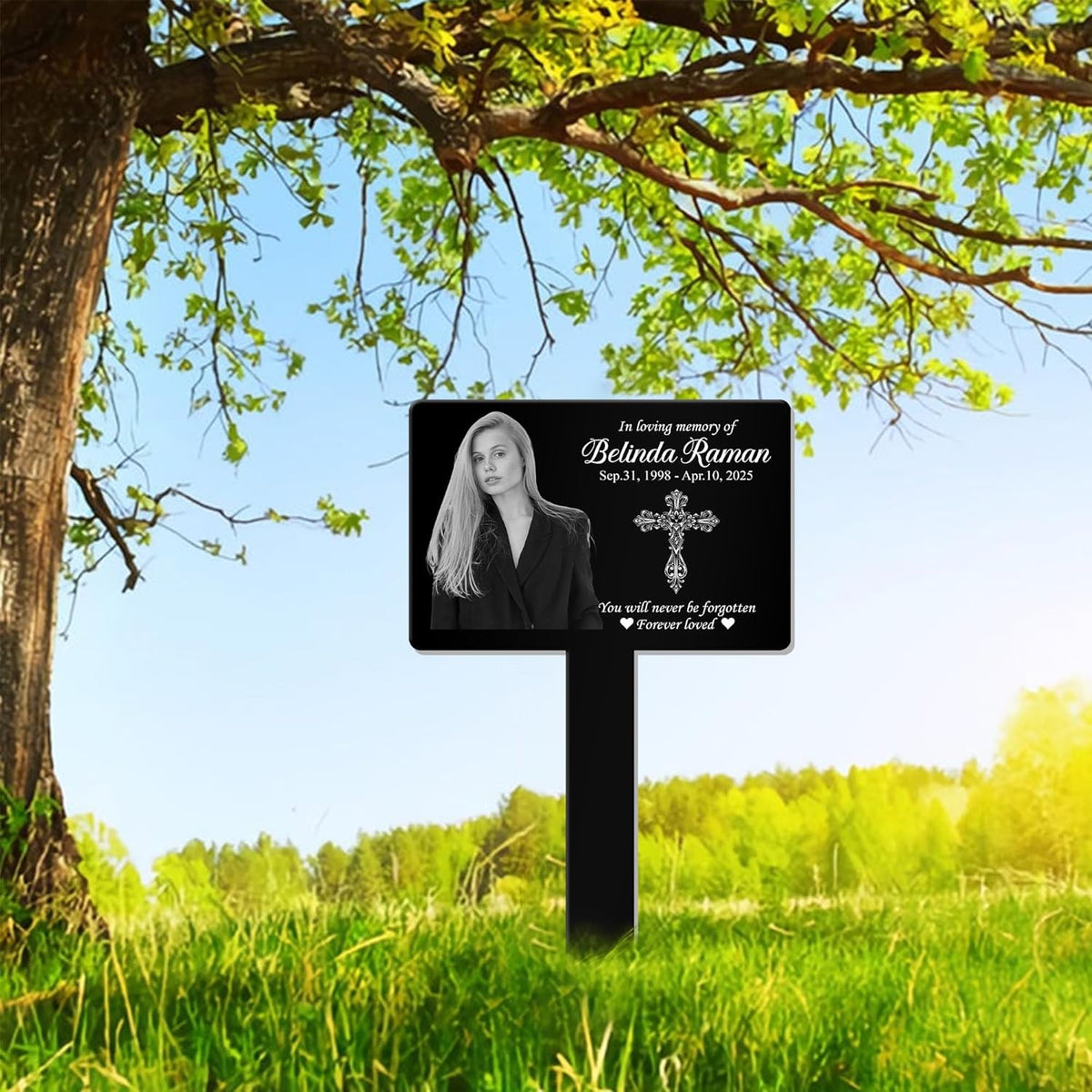 Personalized Memorial Garden Stake - Planted in Memory of Sympathy Gift for Loss of Loved One - Custom Outdoor Plaque with Photo, Name & Dates - Remembrance Garden & Grave Marker