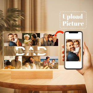 Personalized Father's Day Gifts for Dad from Daughter Son, Customized Picture Frames with Photos, Custom Photo Frame with Night Light, Personalized Dad Gifts for Birthday Fathers Day