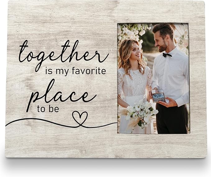 Engagement Picture Frame, Wedding Picture Frame, Engagement Gifts for Couple, Engagement Gifts for Newly, Wedding Gifts for Him Her, Black Together is My Favorite Place Photo Frame