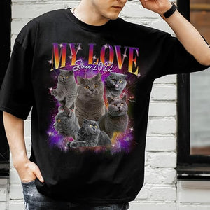 Custom Photo Bootleg Rap Shirt with Girlfriend's Face for Boyfriend - Vintage Graphic Shirt for Dog Lovers Cat Lovers Dog Mom Dog dad
