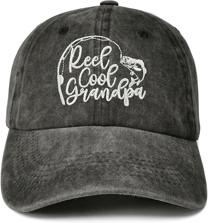 Reel Cool Dad Grandpa Fishing Grandpa Gift Father's Day Gift Embroidered Baseball Caps for Men and Women Birthday Gift For Him