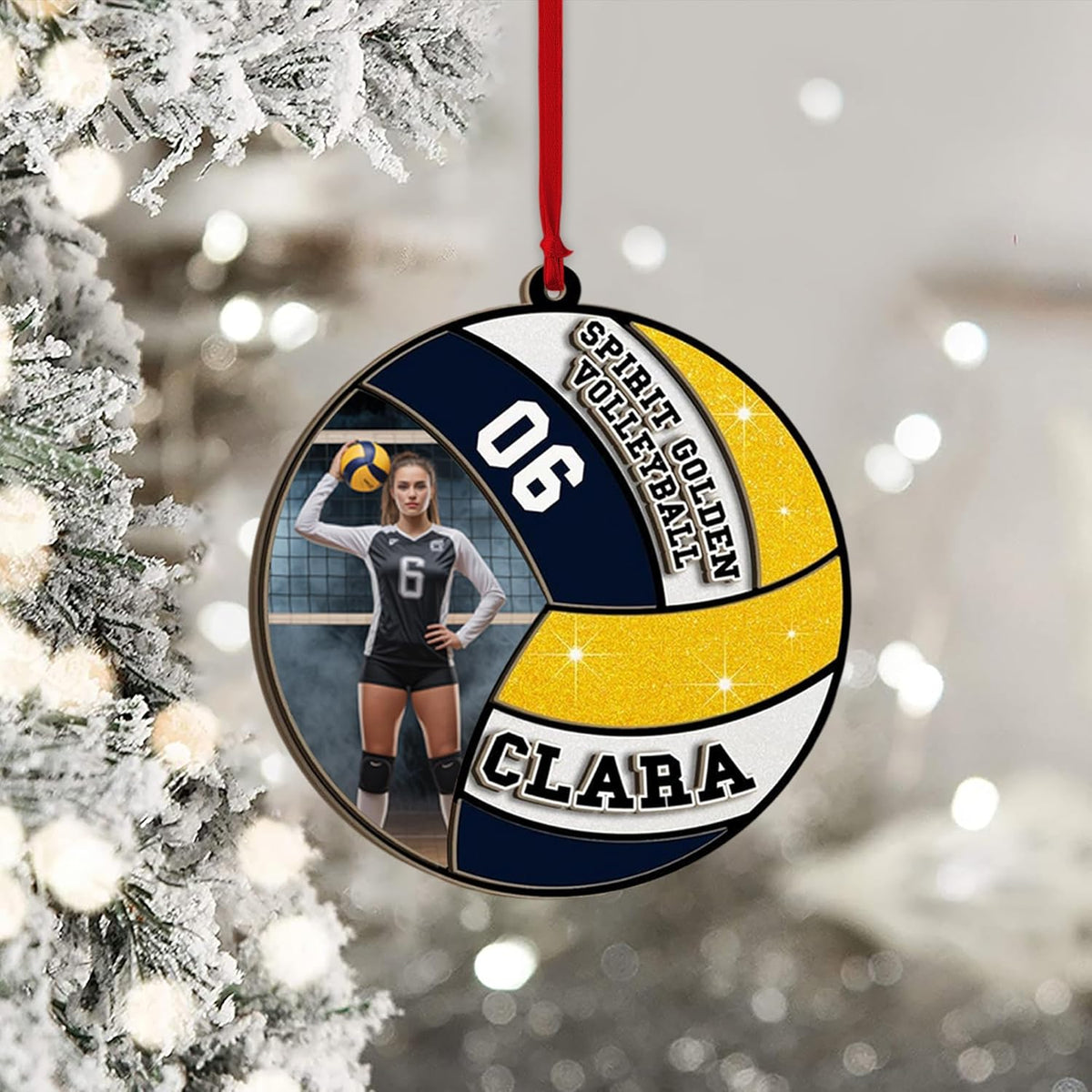 Custom Christmas Acrylic/ Wooden Volleyball Ornament, Personalized Photo Christmas Volleyball Gifts, Custom Wooden Hanging Decor Ornaments
