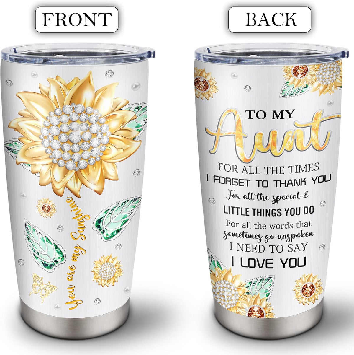 Great Aunt Gifts Stainless Tumblers - Best Aunt Ever Gifts Coffee Mug - Aunt Gifts from Niece/Nephew - Christmas Mothers Day Birthday Gifts for Aunt Cup - Unique Gift Ideas for Aunt - Aunt Gift