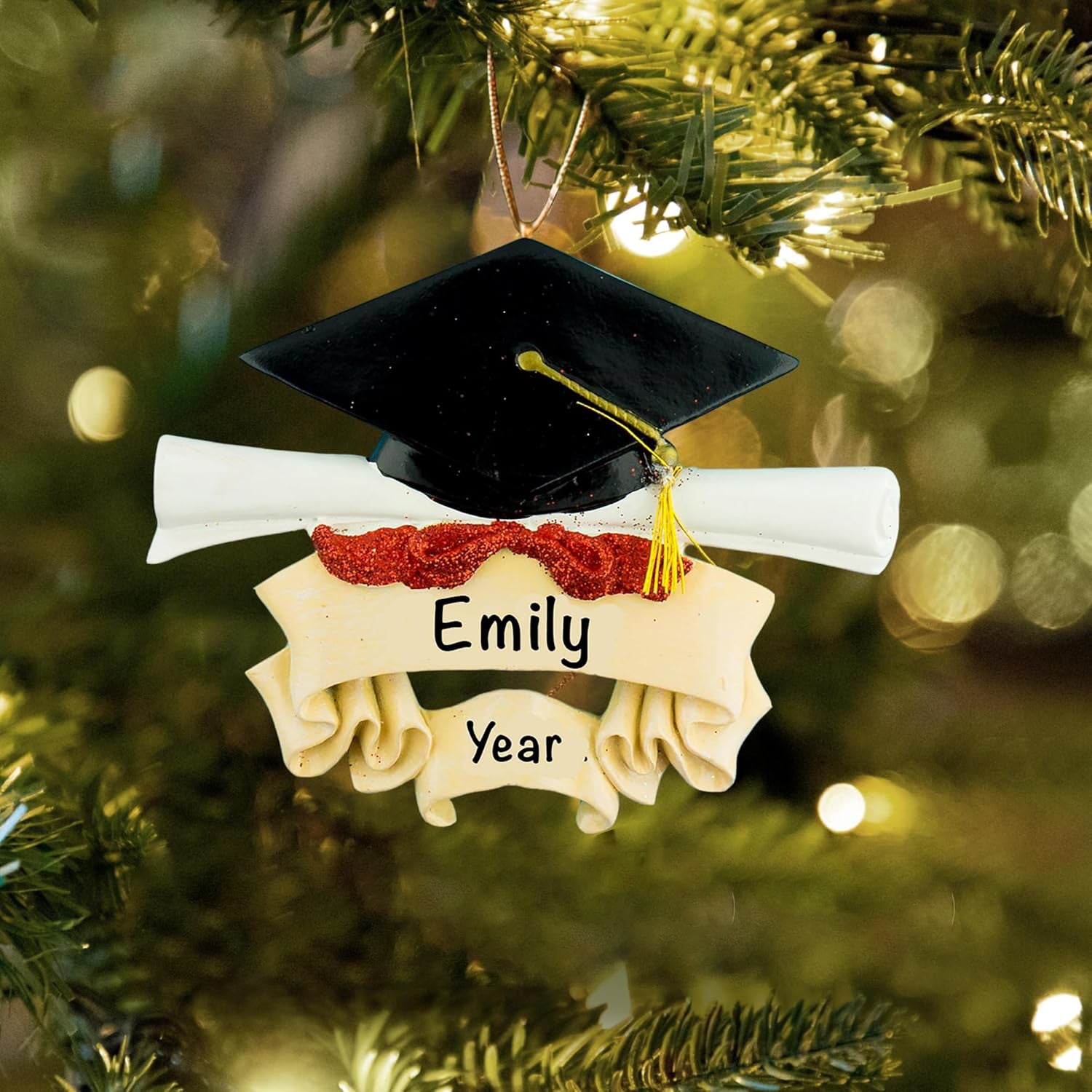 Personalized Graduation Ornament Class of 2025 High School Senior Christmas Ornaments for Tree | Custom Gift Wrapped Grad Cap Scroll Keepsake for Graduates