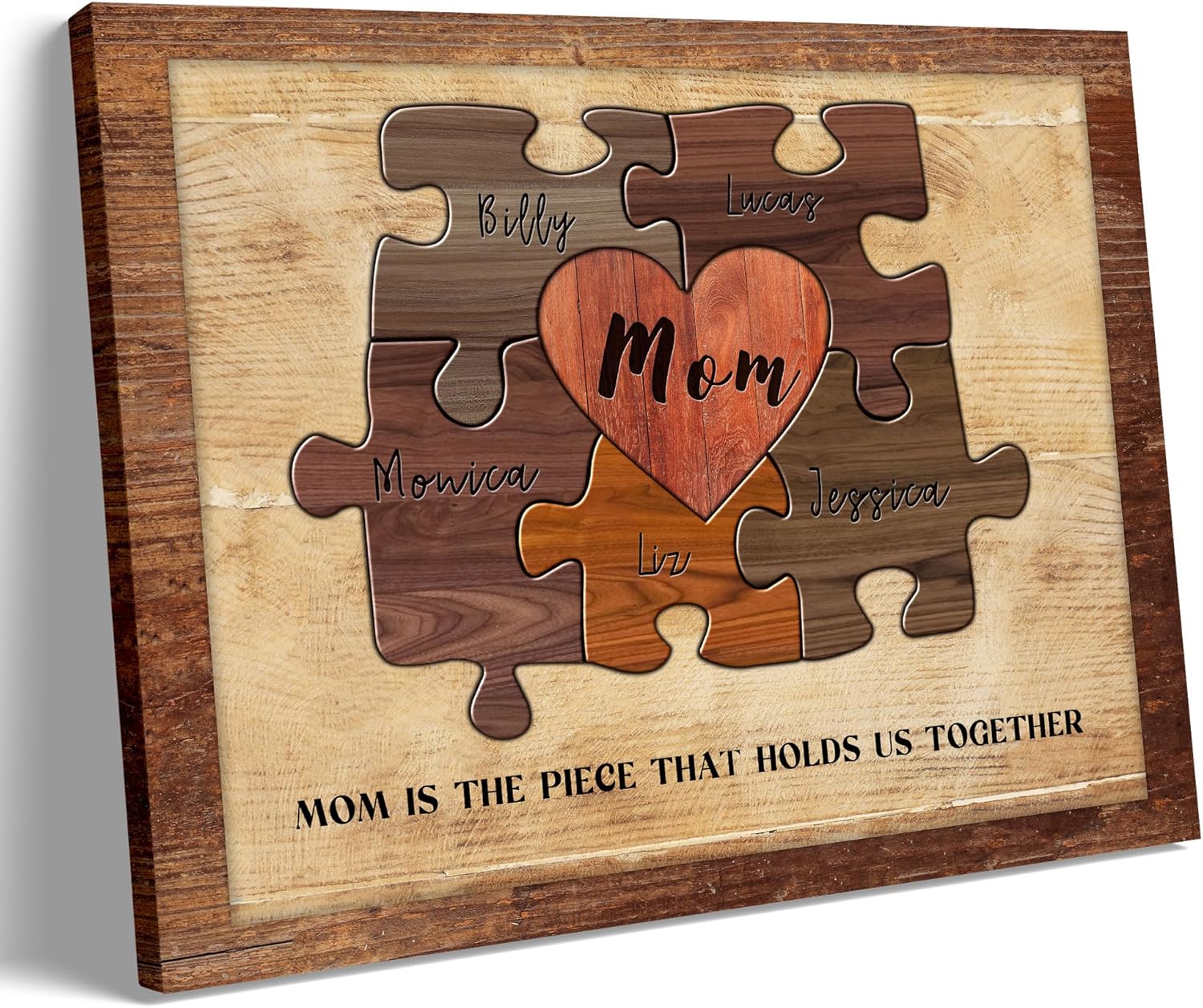 Personalized Mother's Day Gifts for Mom from Son Daughter Husband Customized Puzzle Piece Canvas Prints Unique Birthday Presents for Mom Wall Art Home Decor for Mother Wife Best Mother-in-law
