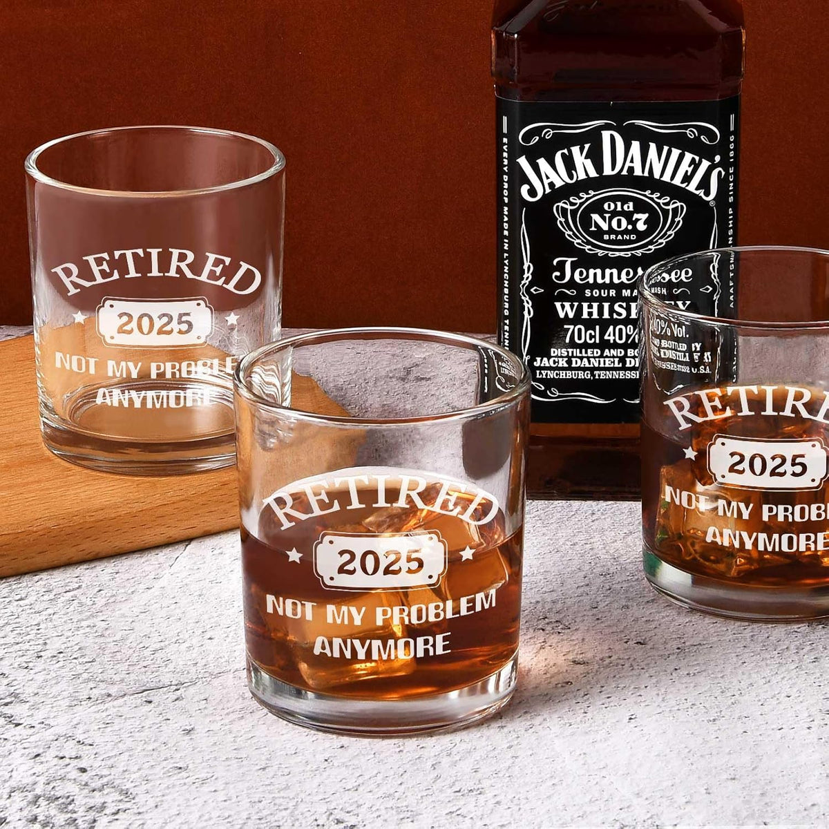 Retirement Gifts for Men, Retired 2025 Not My Problem Anymore Whiskey Glass, Funny Retired Gifts for Boss Coworker Husband Teacher Friends Dad Grandpa, Retired Old Fashioned Glass