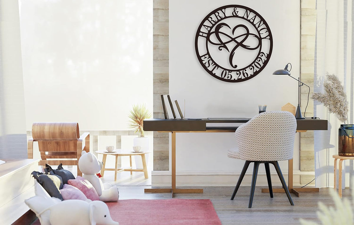 Infinity Heart Sign Personalized Metal Name Custom Mother Day Newlywed Engaged Gifts HousewarmingGifts Wall Decor