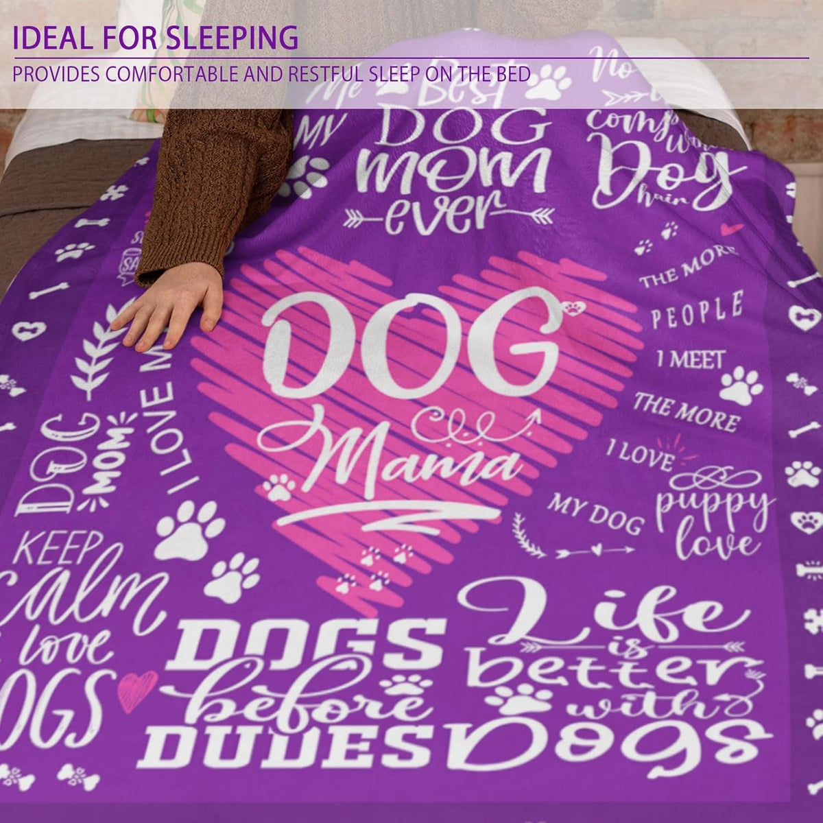 Dog Mom Blankets, Dog Mom Gifts for Women, Dog Mom Gift, Birthday Gifts for Dog Moms, Dog Lover Gifts for Women, Christmas Mothers Gifts Ideas for Dog Lovers