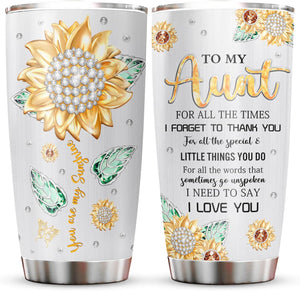 Great Aunt Gifts Stainless Tumblers - Best Aunt Ever Gifts Coffee Mug - Aunt Gifts from Niece/Nephew - Christmas Mothers Day Birthday Gifts for Aunt Cup - Unique Gift Ideas for Aunt - Aunt Gift