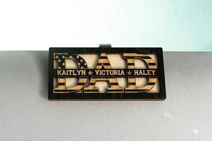 Personalized Dad Car Visor Clip w/Kid's Names, US Falg Theme, Custom Gifts for Dad, Papa, Grandpa