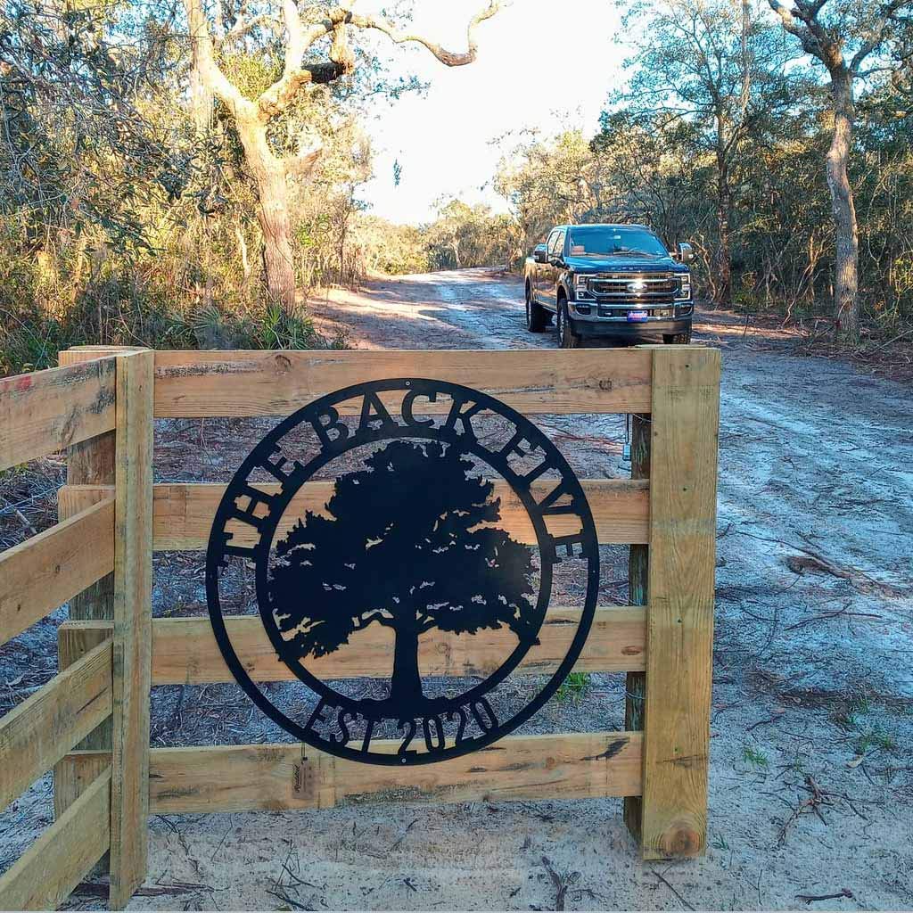 Tree of Life, Oak Tree Family Monogram, Custom Metal Signs, Personalized Wall Art, Split Letter Monogram, Metal Wall Decor, Last Name Sign, Family Name Sign, Dad Gift, Outdoor Garden Decor