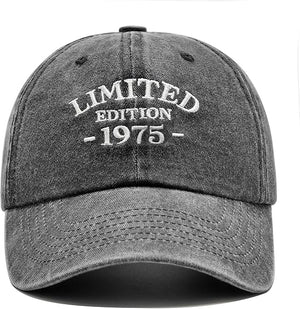 50th Birthday Gifts for Him Her, Happy 50th Birthday Decorations - Embroidered Baseball Cap Adjustable Custom Birthyear 1945 1955 1965 1975 Birthday Cap For Beloved Ones