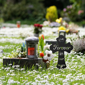 Grave Cross Markers for Cemetery Memorial Gift Memorial Stakes I Have an Angle in Heaven Sympathy Graves Stakes for Garden(Forever in Our Hearts)