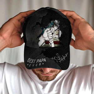 Best Dad Ever Customized Fathers Day Baseball Cap, Best Papa Ever Personalized Fist Bump Cap
